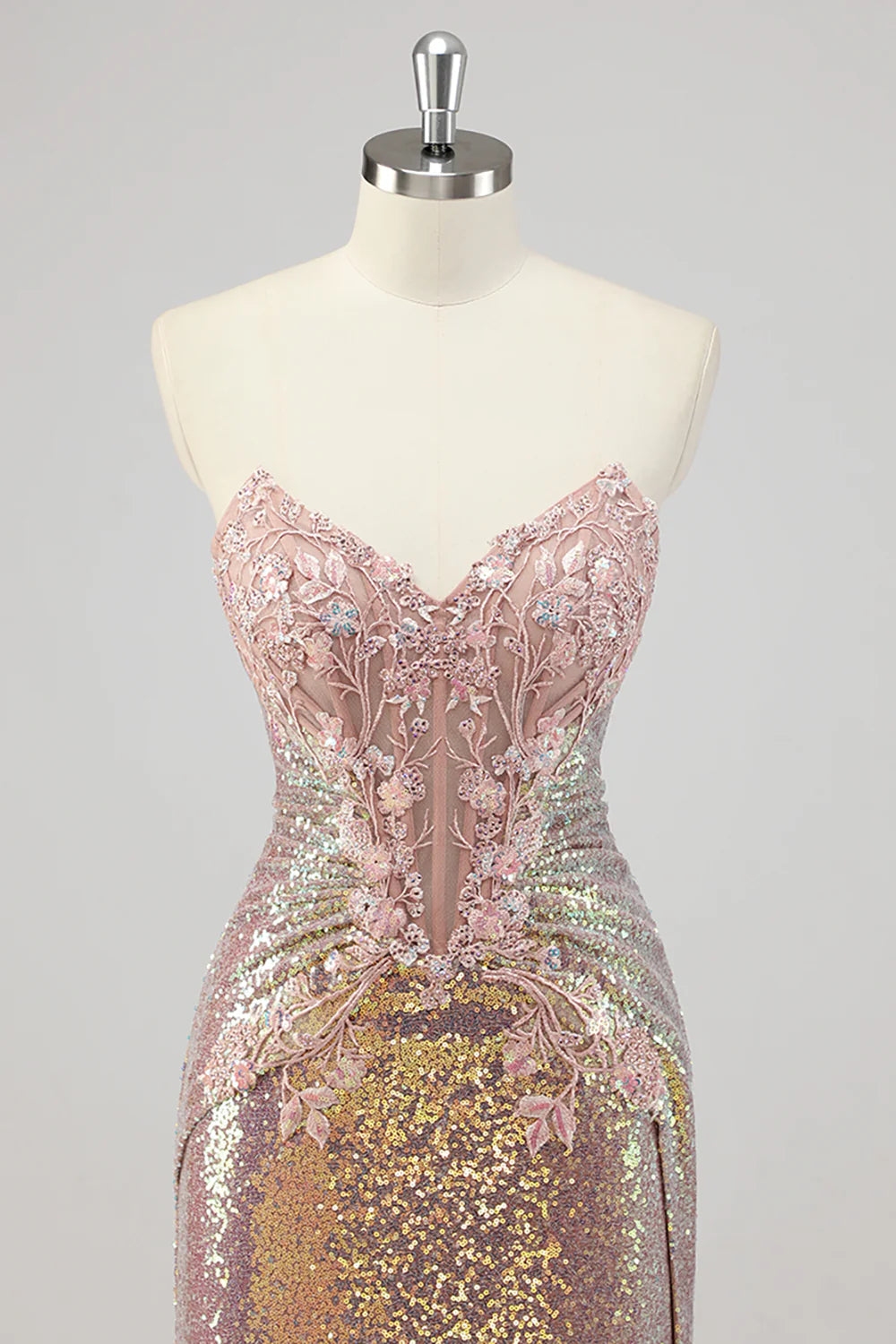 Elegant Mermaid Strapless Sleeveless Zipper Up Floor-Length Prom Dress